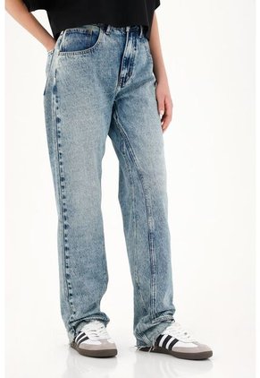 Topmark Jean Recto Tiro Alto Azul Para Mujer