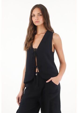 Topmark Chaleco De Tiras En Delantero Negro Para Mujer topmark