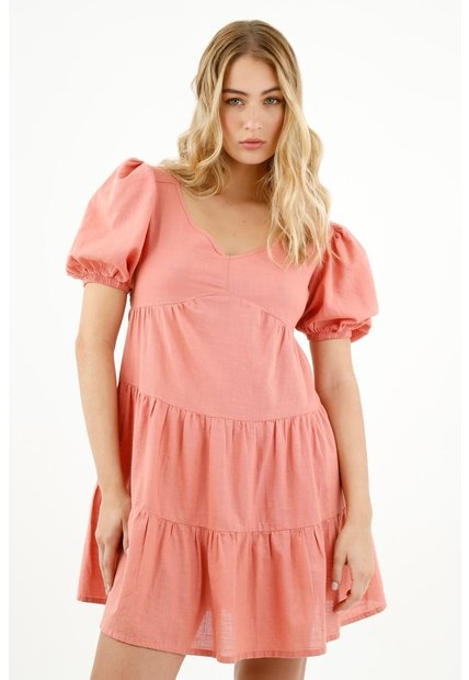 Topmark Vestido Naranja Con Cortes Para Mujer