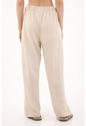 Pantalón Recto Crudo En Tejido De Punto Para Mujer