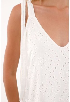 Topmark Vestido Corto En Ojalillo De Tiras Crudo Para Mujer