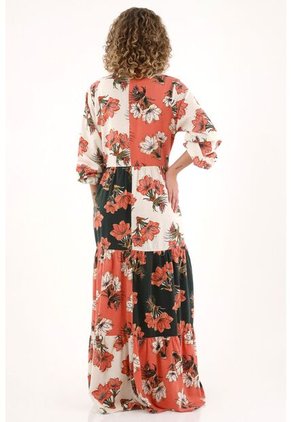 Topmark Vestido Largo Estampado Cuello Neru Para Mujer