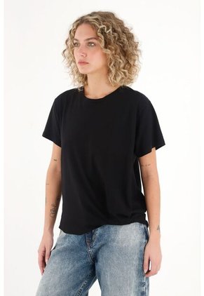 Topmark Camiseta Con Detalle Anudado Negra Para Mujer