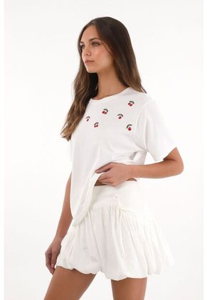 Topmark Camiseta Con Mini Prints De Cerezas Crudo Para Mujer