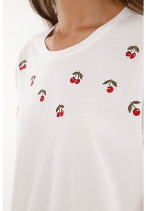 Topmark Camiseta Con Mini Prints De Cerezas Crudo Para Mujer