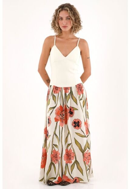 Topmark Vestido Largo Con Estampado De Flores Con Textura Lisa Para Mujer