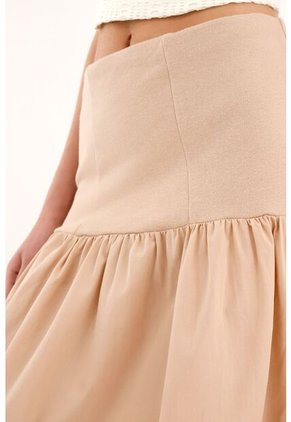 Topmark Falda Larga Café Con Pretina En Rib Para Mujer