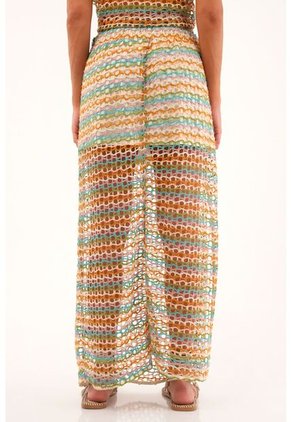 Topmark Falda Larga De Tejido Abierto Multicolor Para Mujer