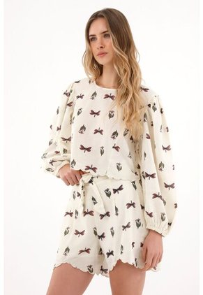 Topmark Camisa Crop Con Estampado De Mariposas Para Mujer