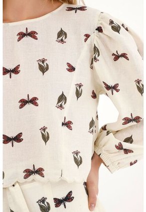 Topmark Camisa Crop Con Estampado De Mariposas Para Mujer