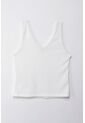 Topmark Camiseta Básica Manga Sisa Crudo Con Detalle Frontal Para Mujer de topmark