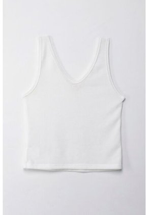 Topmark Camiseta Básica Manga Sisa Crudo Con Detalle Frontal Para Mujer