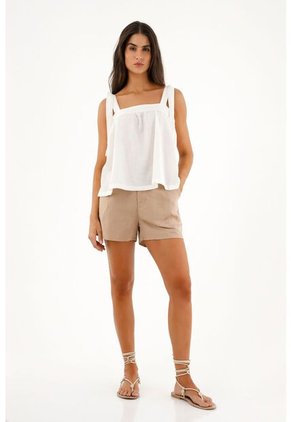 Bermuda Café De Tiro Alto Para Mujer