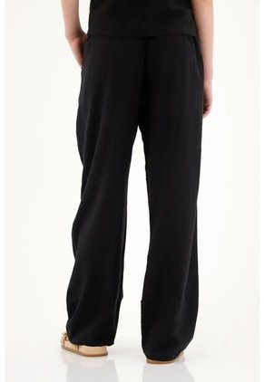 Topmark Pantalón Negro Recto Con Pretina Elástica Para Mujer