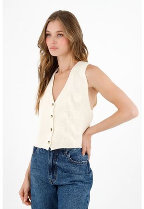 Topmark Chaleco Tejido Crudo Para Mujer