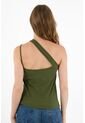 Camiseta Verde De Un Solo Hombro Para Mujer de topmark