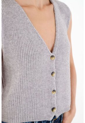 Topmark Chaleco Tejido Gris Para Mujer