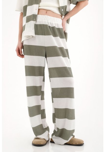 Topmark Pantalón Recto Tejido Con Diseño A Rayas Para Mujer