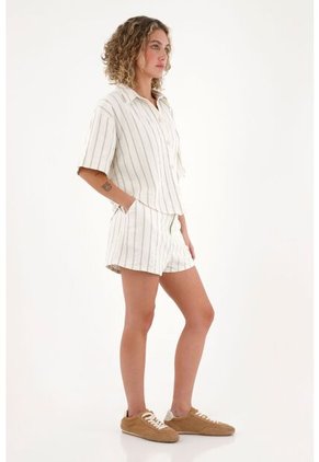 Topmark Short Con Estampado A Rayas Verdes Con Detalle Frontal Para Mujer