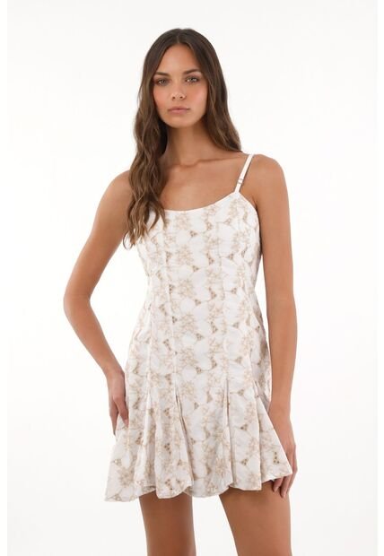 Topmark Vestido Corto Bordado Blanco Para Mujer