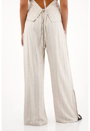 Topmark Pantalón Wide Leg A Rayas Gris Para Mujer