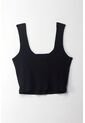 Topmark Camiseta Crop En Rib Negra Para Mujer de topmark