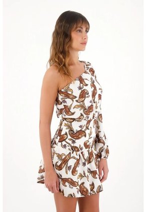 Topmark Vestido Corto De Una Sola Manga Estampado Para Mujer