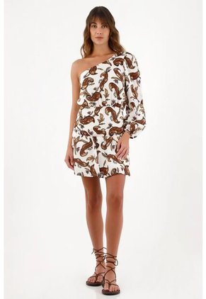 Topmark Vestido Corto De Una Sola Manga Estampado Para Mujer