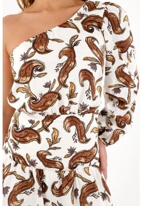 Topmark Vestido Corto De Una Sola Manga Estampado Para Mujer