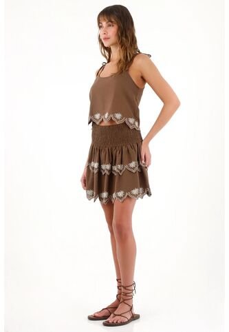 Topmark Falda Corta Con Boleros Café Para Mujer topmark