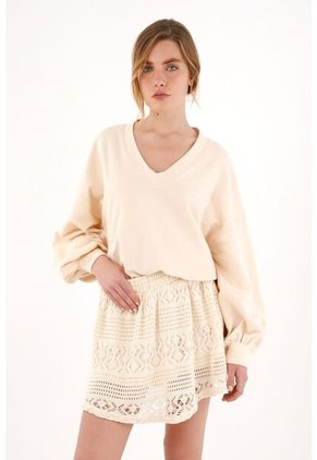 Topmark Falda Corta Tejida Crudo Para Mujer