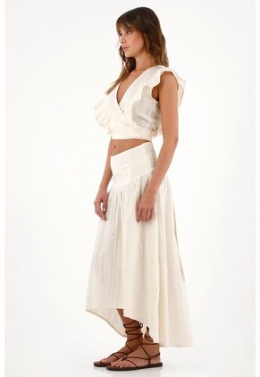 Topmark Falda Larga Con Fajón Ajustado Crudo Para Mujer