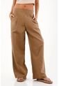 Topmark Pantalón Wide Leg Con Pretina Elástica Café Para Mujer de topmark