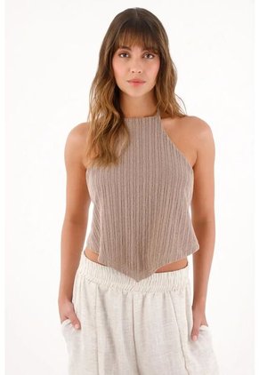 Topmark Camiseta En Tela Tejida Café Para Mujer