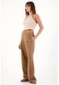 Topmark Pantalón Wide Leg Con Pretina Elástica Café Para Mujer de topmark
