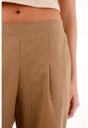 Topmark Pantalón Wide Leg Con Pretina Elástica Café Para Mujer