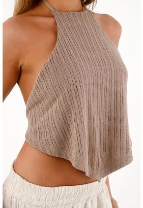 Topmark Camiseta En Tela Tejida Café Para Mujer