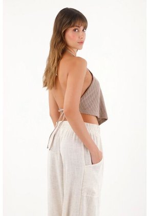 Topmark Camiseta En Tela Tejida Café Para Mujer