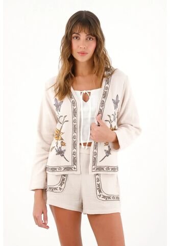 Topmark Abrigo Abierto Con Estampado De Flores Para Mujer topmark