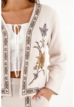 Topmark Abrigo Abierto Con Estampado De Flores Para Mujer