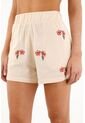 Bermuda Crudo Con Bordado De Flores Para Mujer de topmark