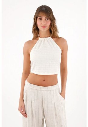 Topmark Camiseta Tipo Crop Con Escote En Posterior Crudo Para Mujer