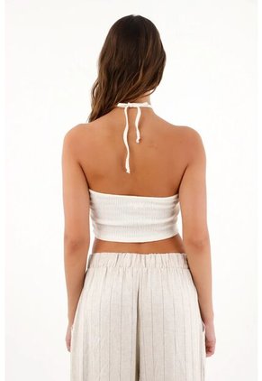 Topmark Camiseta Tipo Crop Con Escote En Posterior Crudo Para Mujer