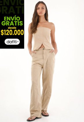 Topmark Camisa Strapless Con Cortes Café Para Mujer