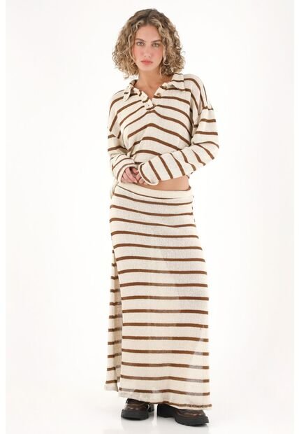 Topmark Falda Larga Tejida A Rayas Multicolor Para Mujer