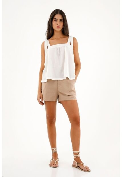 Bermuda Café De Tiro Alto Para Mujer