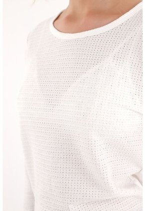 Topmark Camiseta Blanca Cuello Redondo Con Textura Para Mujer