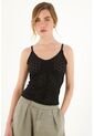 Topmark Camiseta Negra En Tela Ojalillo Para Mujer de topmark