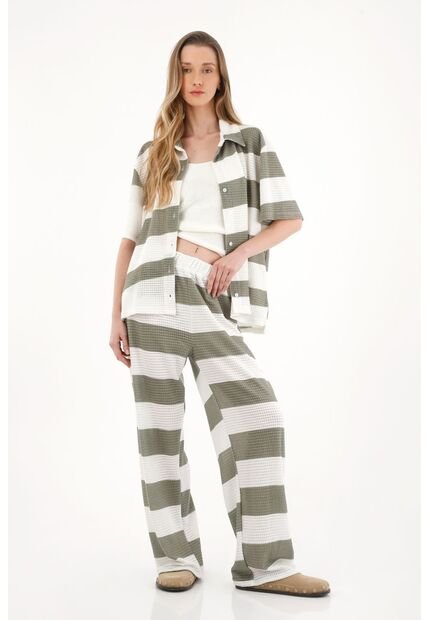 Topmark Camisa Manga Corta Con Diseño A Rayas Para Mujer