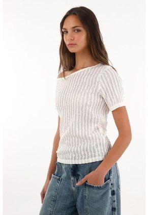 Topmark Camiseta Semiajustada Con Textura Crudo Para Mujer